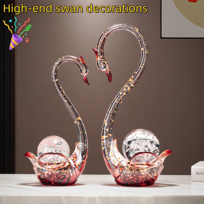 Resin Art Wedding Gift - Luxury Resin Swan Figurine Couple Statue