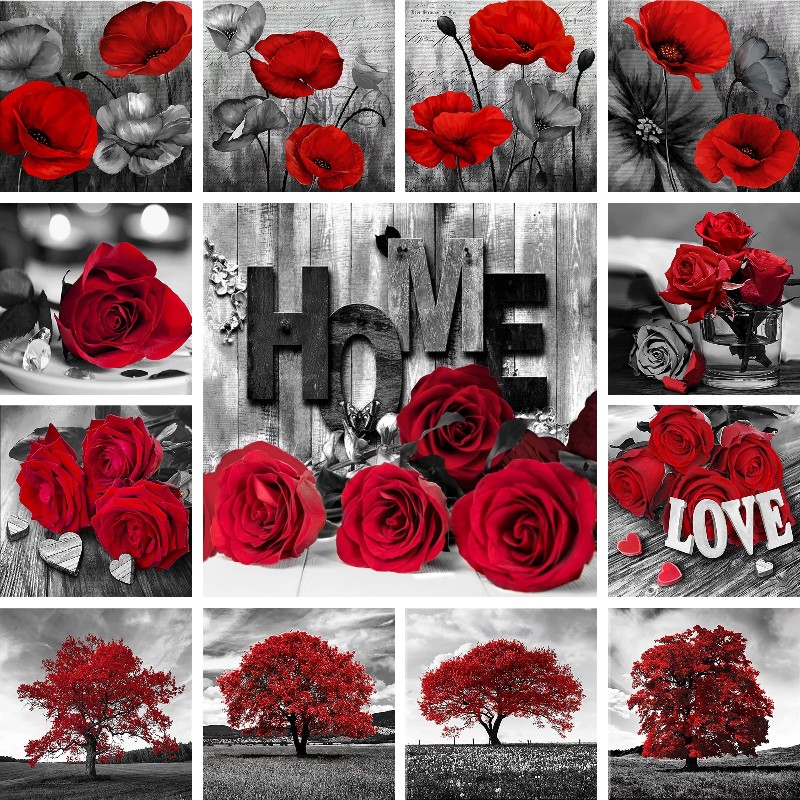Mosaic Diamond Red Black Art L - Resin Art Rose review and price