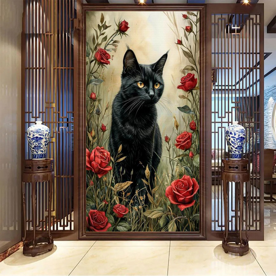 Red Black Cat Large Size Diy D - Resin Art Rose review and price